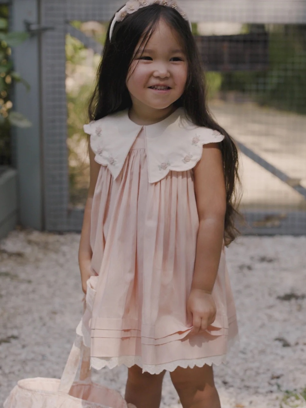 Noralee Florence dress petal pink flower embroidered